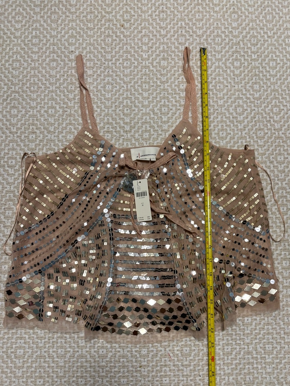 Anthropologie sequin sheer tank sz Medium - Picture 3 of 9